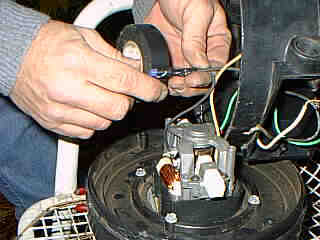 first tape the wire connections, and the wire nuts!